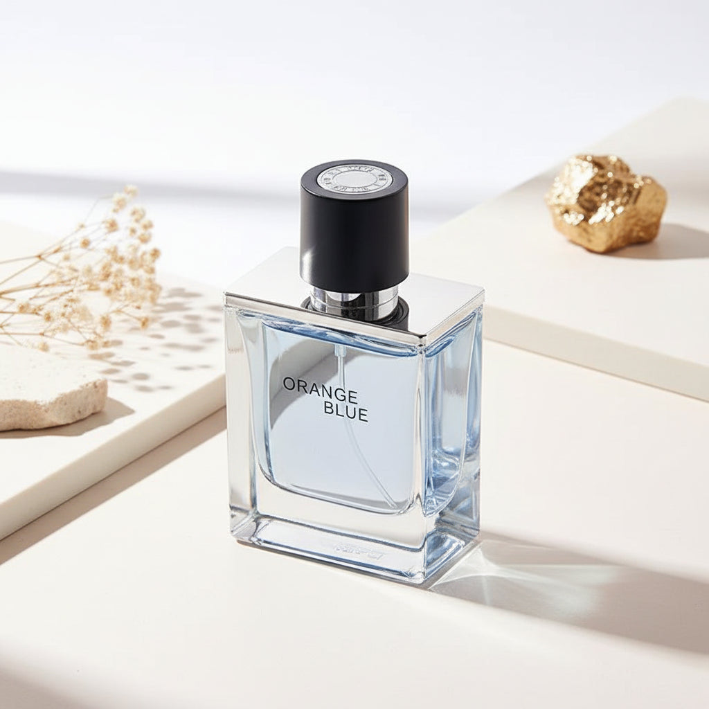 Orange Blue men's perfume bottle.