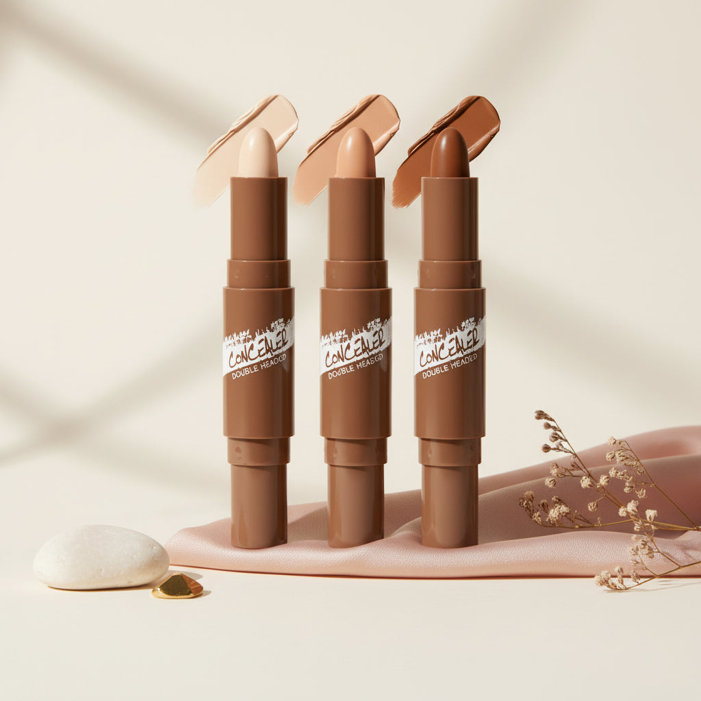 Blendable contour and illuminating makeup sticks.