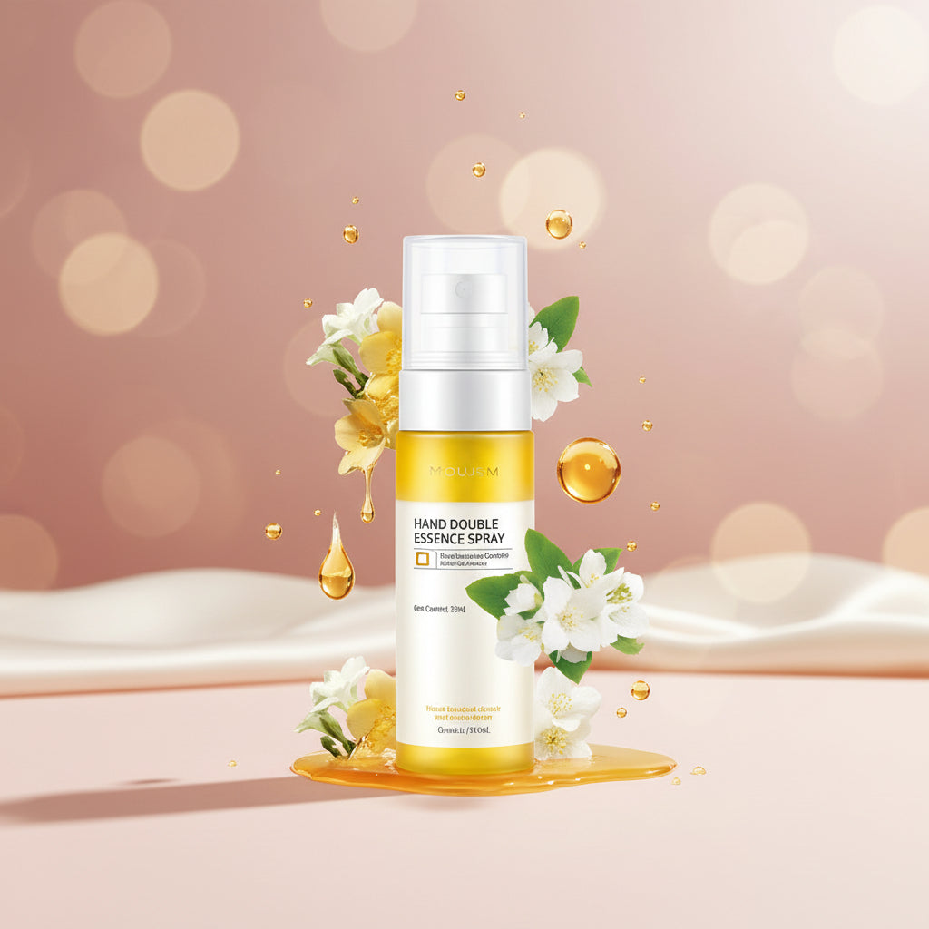 Compact hand care spray for office and travel use.